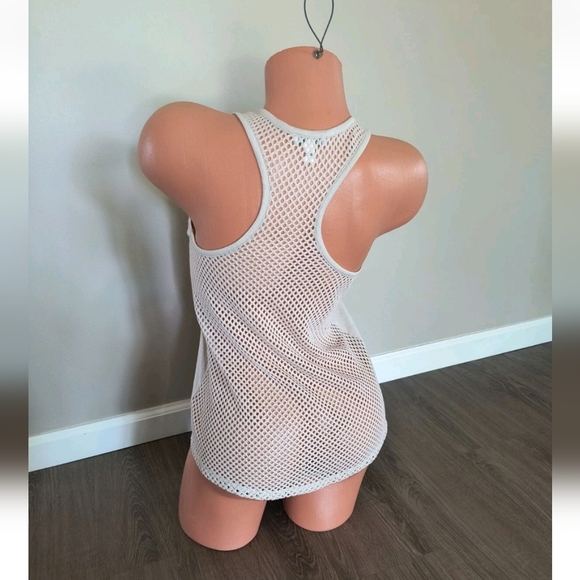 Express Women's Tank Top Racerback Eyelet Sleeveless Top Tan Relaxed Fit Size XS - Picture 4 of 5